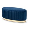 Baxton Studio Kirana Glam and Luxe Navy Blue Velvet Fabric and Gold PU Leather Ottoman 175-11241-Zoro